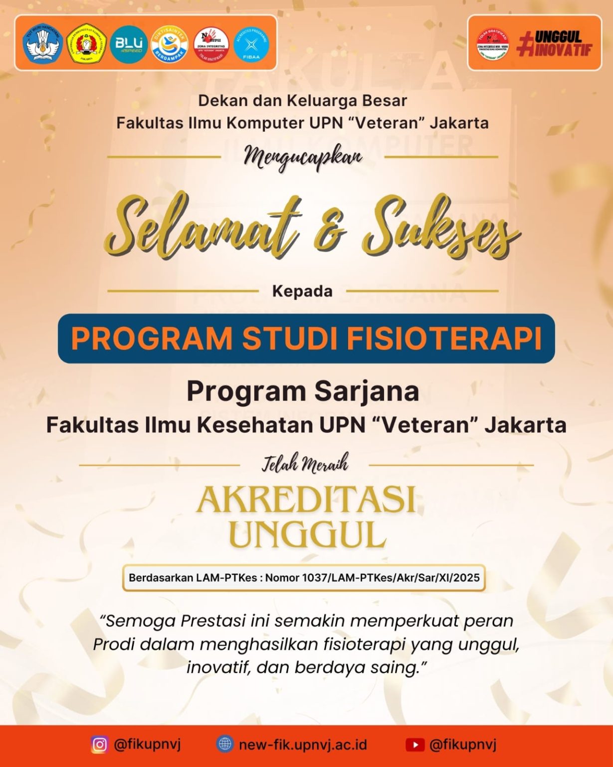 FIK UPNVJ Mengucapkan Selamat & Sukses kepada Program Studi Fisioterapi ...